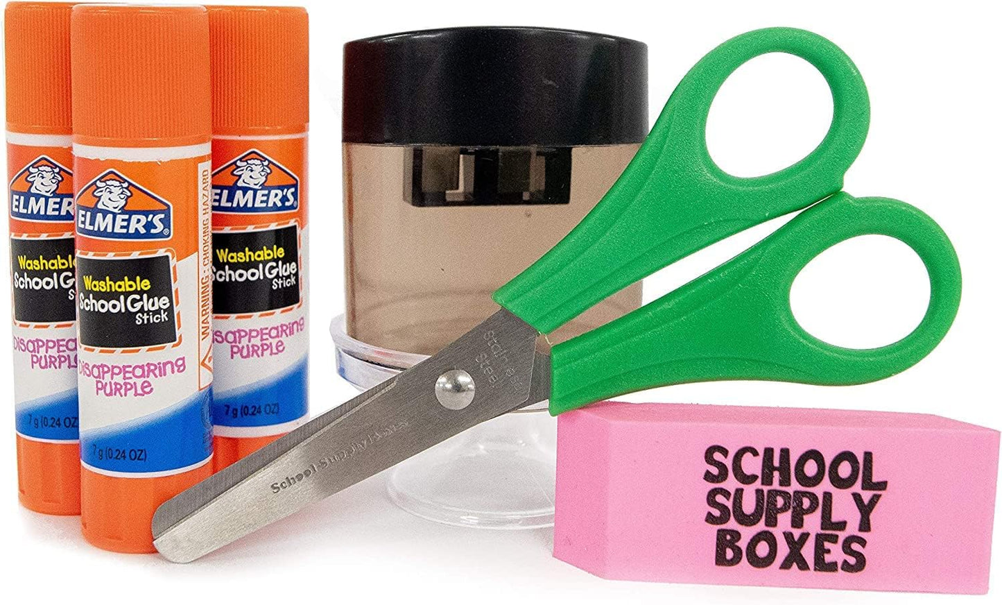 Back to School Supply Box Grades K-5 - School Supply Boxes - 32 Piece School Supplies Kit Includes Markers, Crayons, Pencils, Scissors, Folders, Glue Sticks, Notebook, and Composition Book